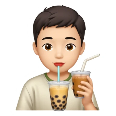 A boy drinking Boba sticker
