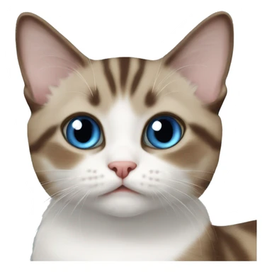 brown white tabby blue-eyed munchkin cat sticker