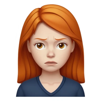 ginger woman with a frown sticker