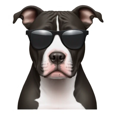 Black with white spot pitbull with sunglasses  sticker