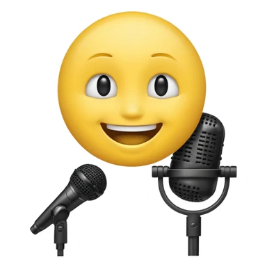 laughing face emoji next to a mic sticker