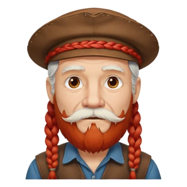 very old, white bearded and white mustached, red long haired, braided, earringed sticker