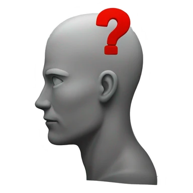 The head of a man with a red question mark instead of a face  sticker