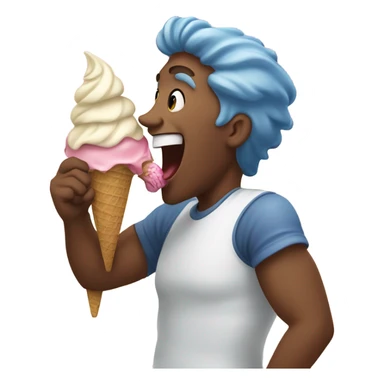 A person sucking a ice cream sticker