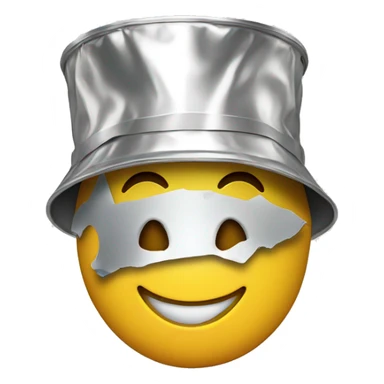 smiling emoji wearing a conspiracy tin foil hat sticker