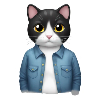 Black and white cat wearing a shirt that says best cat ever sticker