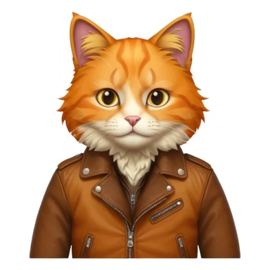 orange cat with brown leather jacket sticker