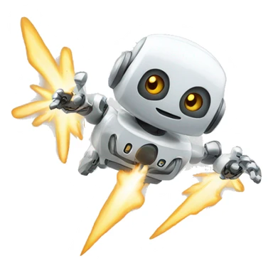 A robot flying in the air shooting beams sticker