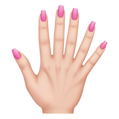 hand with pink nails done with five fingers  sticker