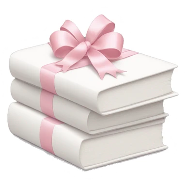 Stack of white books with light pink bow on top sticker