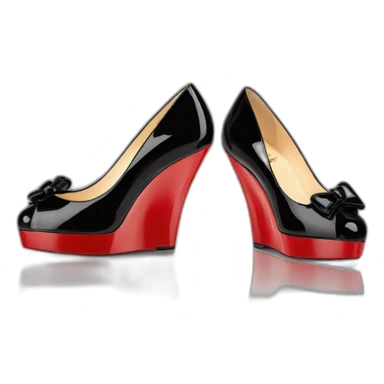 One WEDGE heel LOUBOUTIN black PATENT sticker