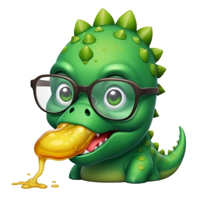 dinosaur in glasses puking sticker