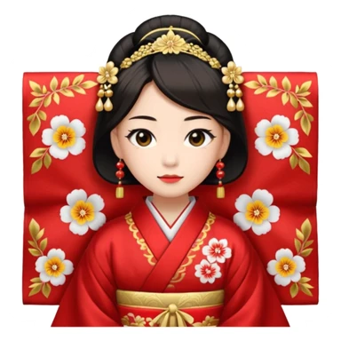 Japanese Princess with in red ceremonial robe kimono sticker