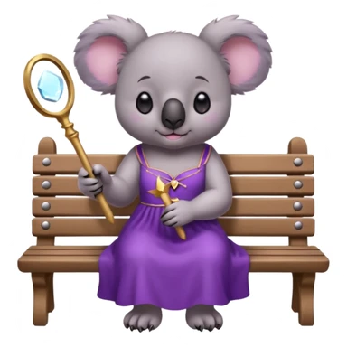 koala purple drees eyelashe magic wand sit down on the bench sticker