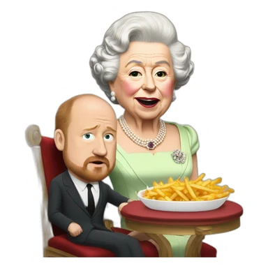 Queen Elizabeth II eating fries with louis c.k. sticker