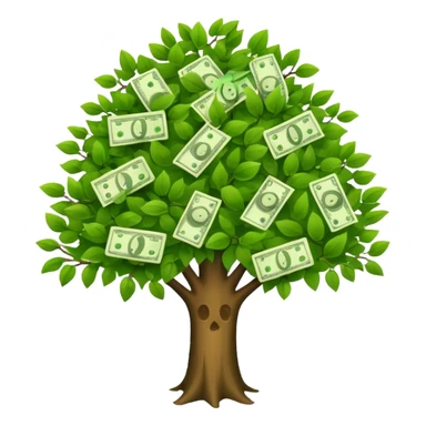 A tree with the leaves with money on it  sticker