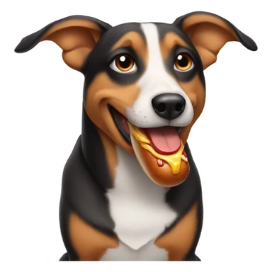 dog eating a hot dog sticker