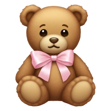 light brown teddy bear with a light pink ribbon bow aesthetic sticker