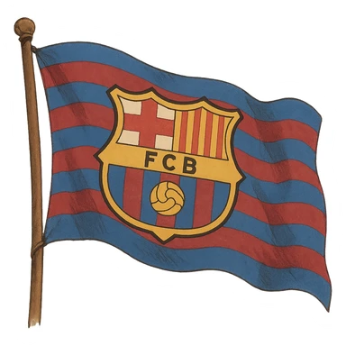 ghibli style Barcelona FC (Barça) flag sticker