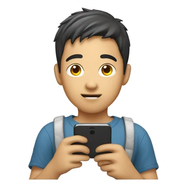 Asian boys texting on phone sticker