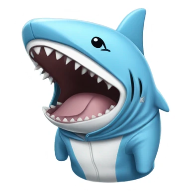 dog wearing shark onesie  sticker