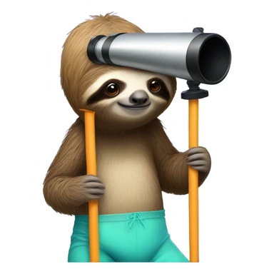 Sloth wearing bathing suit looking through telescope sticker
