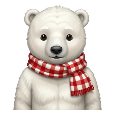 polar bear wearing a red and white checkered scarf sticker