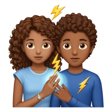 a 15 year old girl with brown curly hair but she has lightnings in it with a brown haired boy who gave her a promise ring sticker