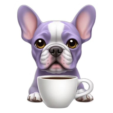 lilac French bulldog drinking coffee sticker