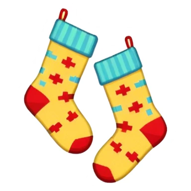 A 8-bit pixel art emoji of a pair of socks sticker