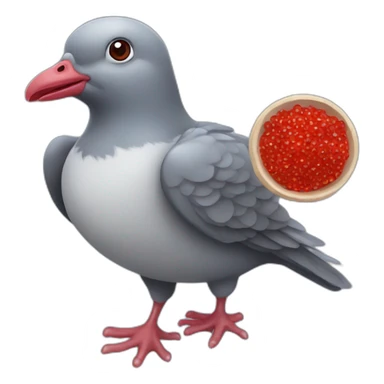 pidgeon holding red caviar in hand sticker