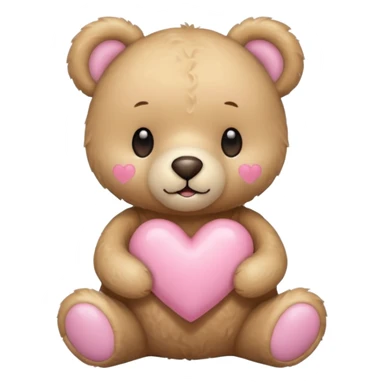 beige teddy bear and a pink pastel heart sticker
