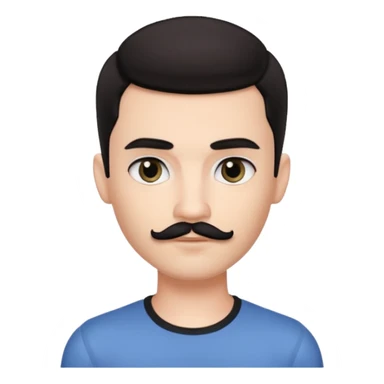 pretty handsome bratz man, has a short black mustache with black black black eyes,  short dark hair, pale skin, defined jawline sticker
