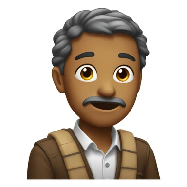 emoji rubbing its chin and sucking in its cheeks while raising one eyebrow sticker