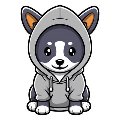 Dog wearing a hoodie sticker