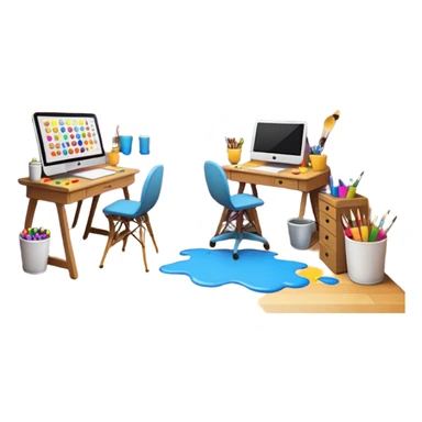 emoji room (cozy art studio) sticker