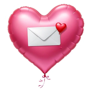 love letter in pink and red metallic heart-shaped balloons sticker
