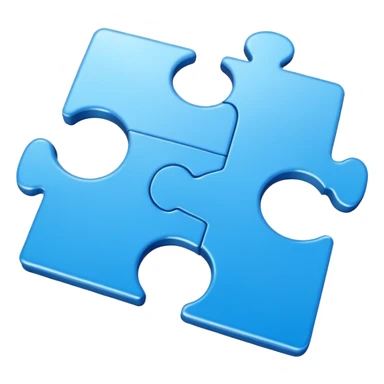 puzzle piece emoji in blue professional design for business presentation, clean edges, modern corporate aesthetic sticker