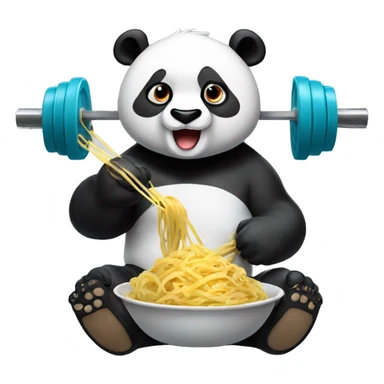 panda eating pasta and lifting weights sticker