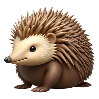 Cinematic Noble Echidna Portrait Emoji, Poised and regal, with a compact, spiky build and a textured, bristly fur in earthy browns, a distinctive pointed snout and keen, soulful eyes, Simplified yet sharp and sophisticated features, highly detailed, glowing with a warm, dignified glow, high shine, intelligent and resilient, stylized with an air of prickly elegance, focused and attentive, soft glowing outline, capturing the essence of a watchful and confident echidna, so majestic it feels as though it could scurry out of the screen with effortless authority! sticker