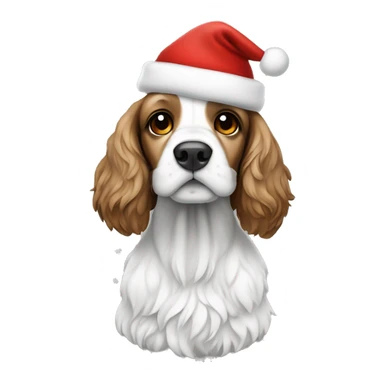 Cocker spaniel black and white with Christmas hat  sticker