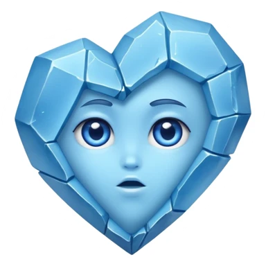 very sharp very broken broken blue gem mineral , multiple irregular chunks, very shiny with two eyes and heart shaped thousand edges sticker