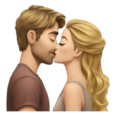 Blond woman kissing brunette man sticker