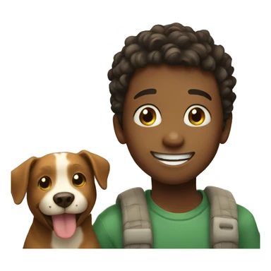 smiling boy with animal friend sticker