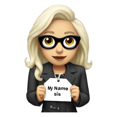 lady gaga with a name tag that says “my name is… MAX RIOS” sticker