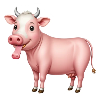 Cow eating a pig sticker