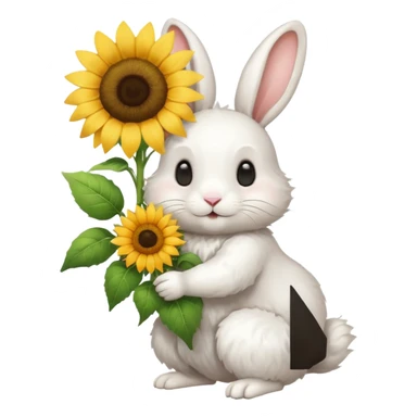 White rabbit with sunflower love sticker