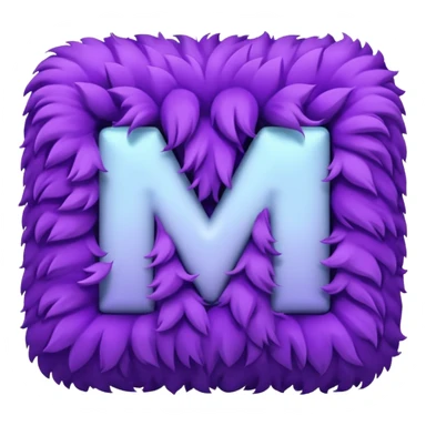 The fluffy letter M is purple in color sticker