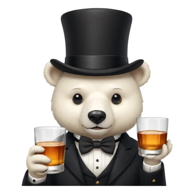 white bear head in a top hat with a whiskey sticker