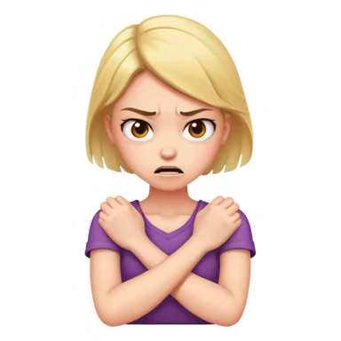 arms crossed holding neck angry girl sticker